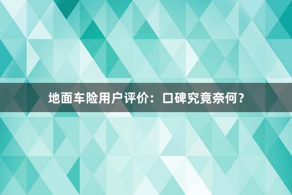 地面车险用户评价：口碑究竟奈何？